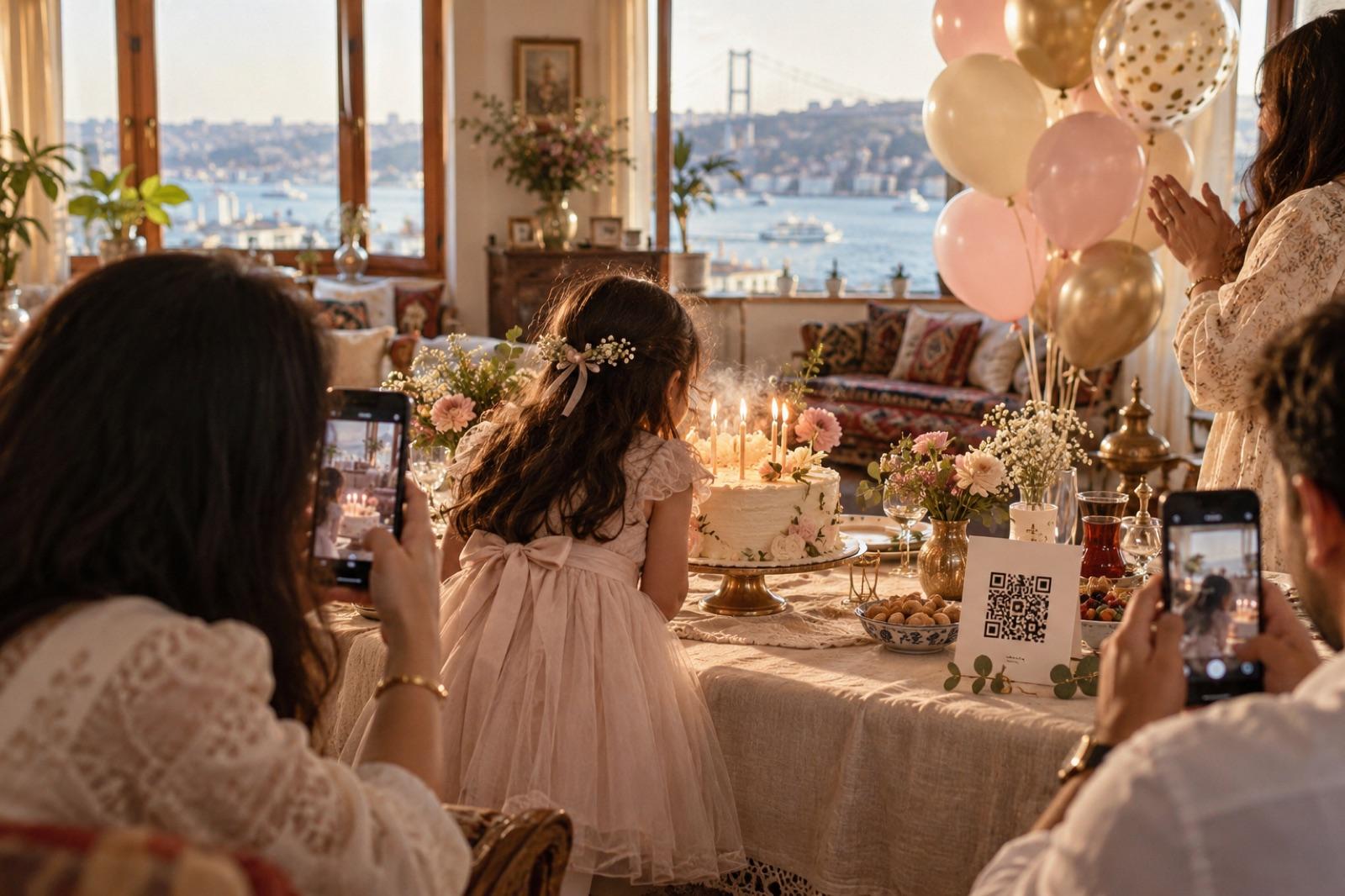 Doğum günü kutlamasında bir araya gelen misafirler
