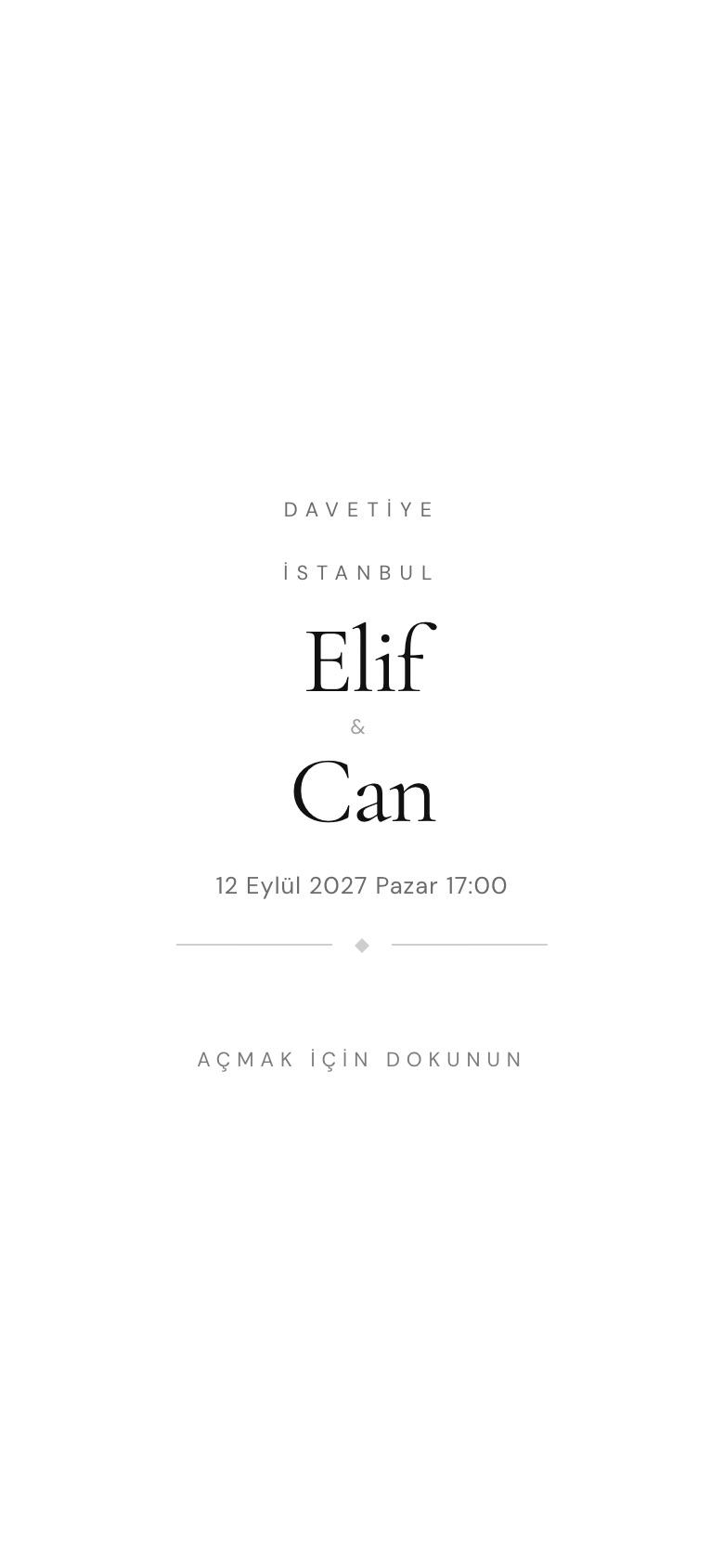Edit temasıyla Elif & Can örnek davetiyesinin kapağı