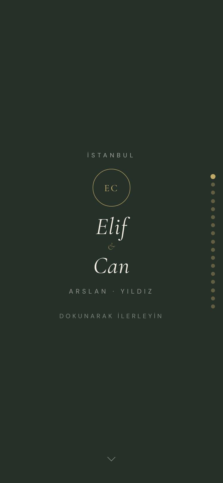 Folio temasıyla Elif & Can örnek davetiyesinin kapağı